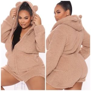 Baby Bear Hug PJ Romper Onesie - Mocha